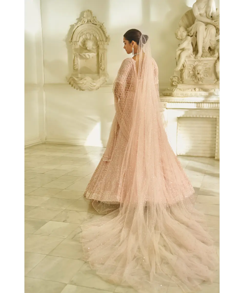 SEEMA GUJRAL- Powder Pink Sequin Lehenga Set